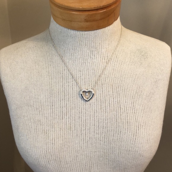 Sterling Silver Heart & CZ necklace 18 1/4” - Picture 12 of 15